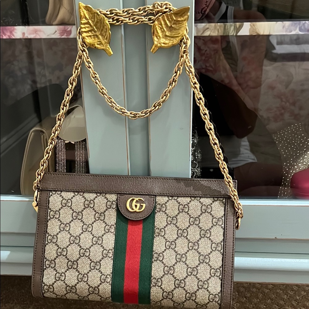 Gucci Brown and Green GG Supreme Shoulder Bag
